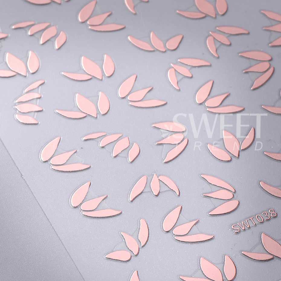 3D Gold Silver Flowers Leaf Nail Art Sticker Simple Florals Petals Leaf Self Adhesive Sliders Manicure Decorations For Nail TipsXJ240814