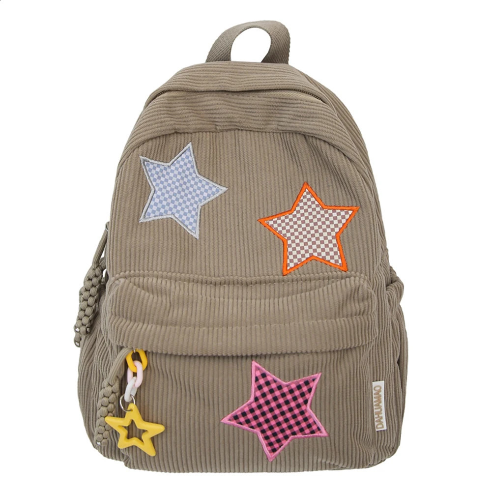 Corduroy Daypack Large Capacity for Women Book Bag Kawaii Knapsack Trendy School Bag for Outdoor Campus Travel 240813