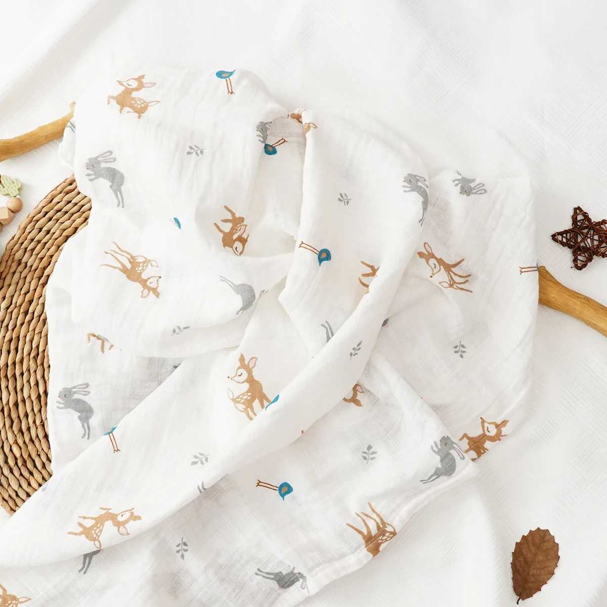 1PCS Baby Muslin Swaddle 120*110cm 100% Cotton Soft Baby Blanket For Newborn Baby Wrap Sleepsack Bath Towel Y240815