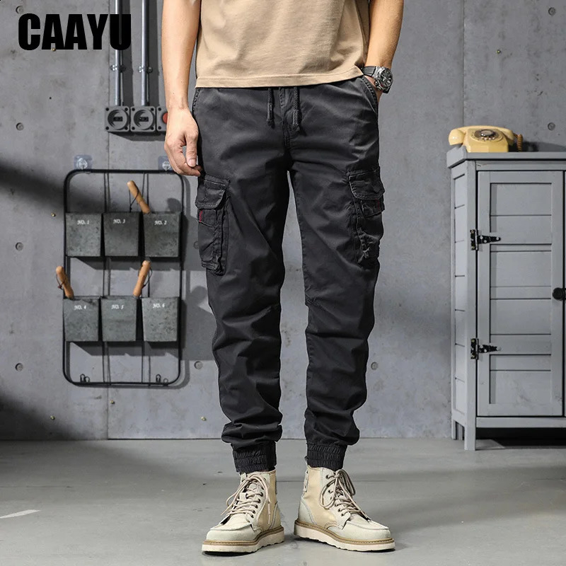 CAAYU Joggers Cargo Pants Mens Casual Hip Hop Y2k Multi-Pocket Male Trousers Sweatpants Streetwear Techwear Tactical Khaki Pants 240816