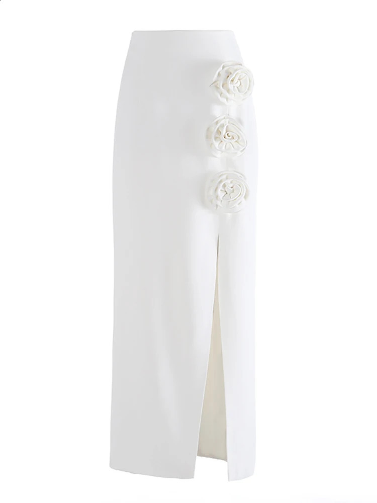 VGH Solid Patchwork Appliques Temperament Skirts For Women High Waist Spliced Zipper Slimming Long Skirt Female Fashion Style 240815