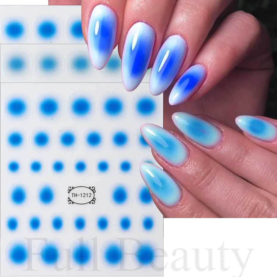 Gradient Blush Nail Sticker 3D Aura Red Blue Dizzy Powder Blusher Nail Decals Halo Dye Jelly French Ombre Manicure DecorationsXJ240814