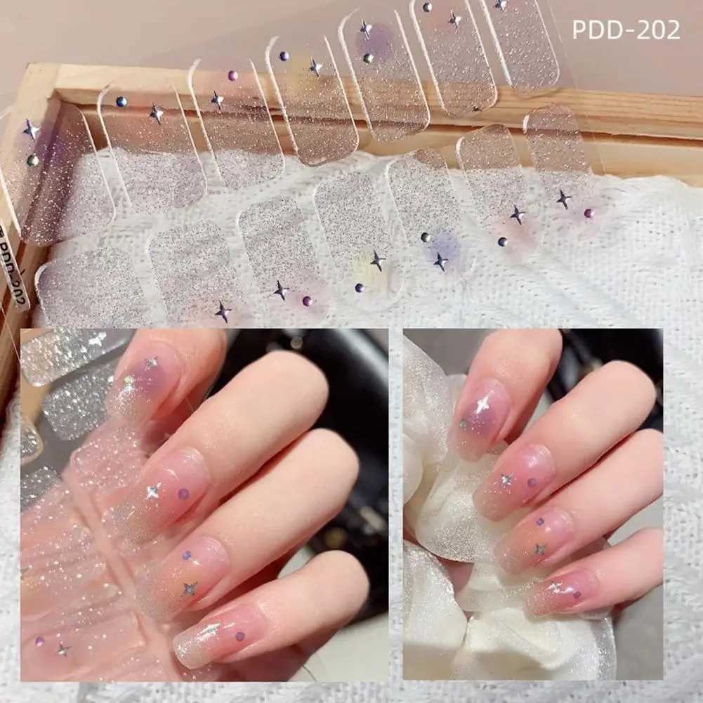 Nail Stickers Semi Cured uas gel Nail Strip Sticker Nail Gel Waterproof Lamp Gel Cured Decals Wraps Polish Nail G4Q6XJ240814