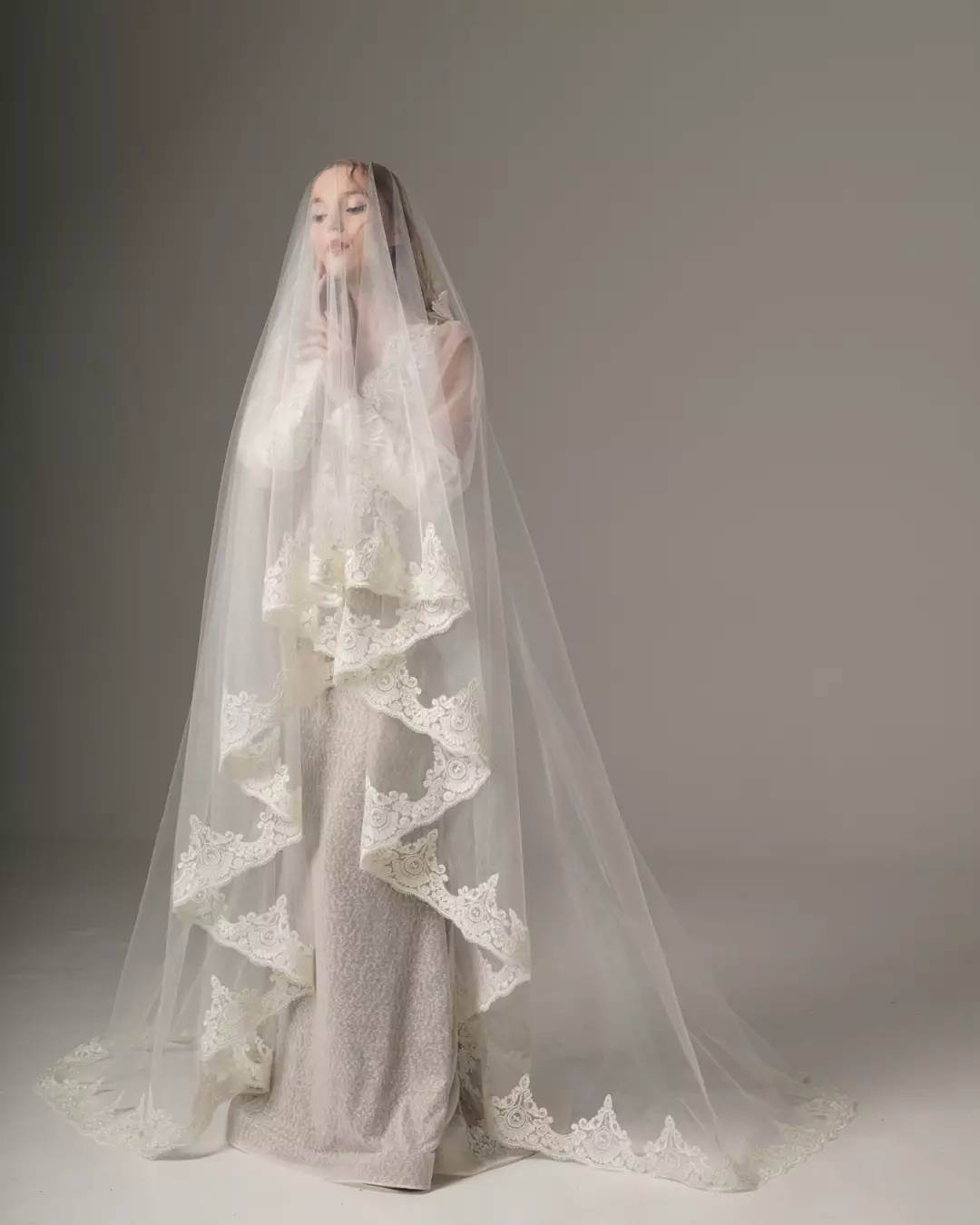 Elegant Wedding Veil Blusher Chapel Length Veils Appliques One Layer Applique Edge Custom Made Bridal Accessories High Quality
