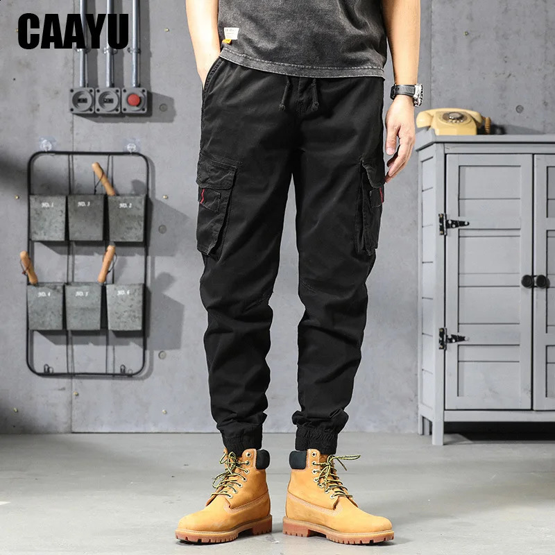CAAYU Joggers Cargo Pants Mens Casual Hip Hop Y2k Multi-Pocket Male Trousers Sweatpants Streetwear Techwear Tactical Khaki Pants 240816