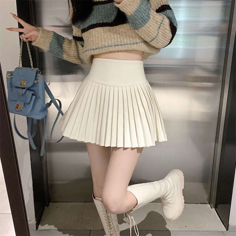 High-Waist Eleastic Pleated Skirt Women Solid Jk Pretty Style Cheerleader A-Line Tennis Sports Haruku Girl Dress
