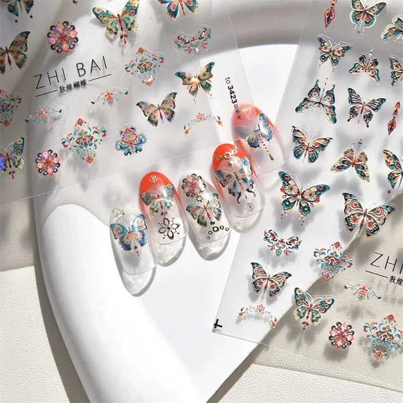 Fantasy Shiny Shell Light Butterfly Rhinestone Bohemia Hot 5D Soft Embossed Relief Nail Art Sticker 3D Decal Decoration ManicureXJ240814