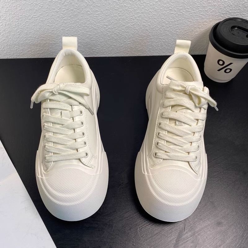 Women Shoes Trendy Casual Shoes Thick Sole Round Toe Lace Up Versatile Free shipping