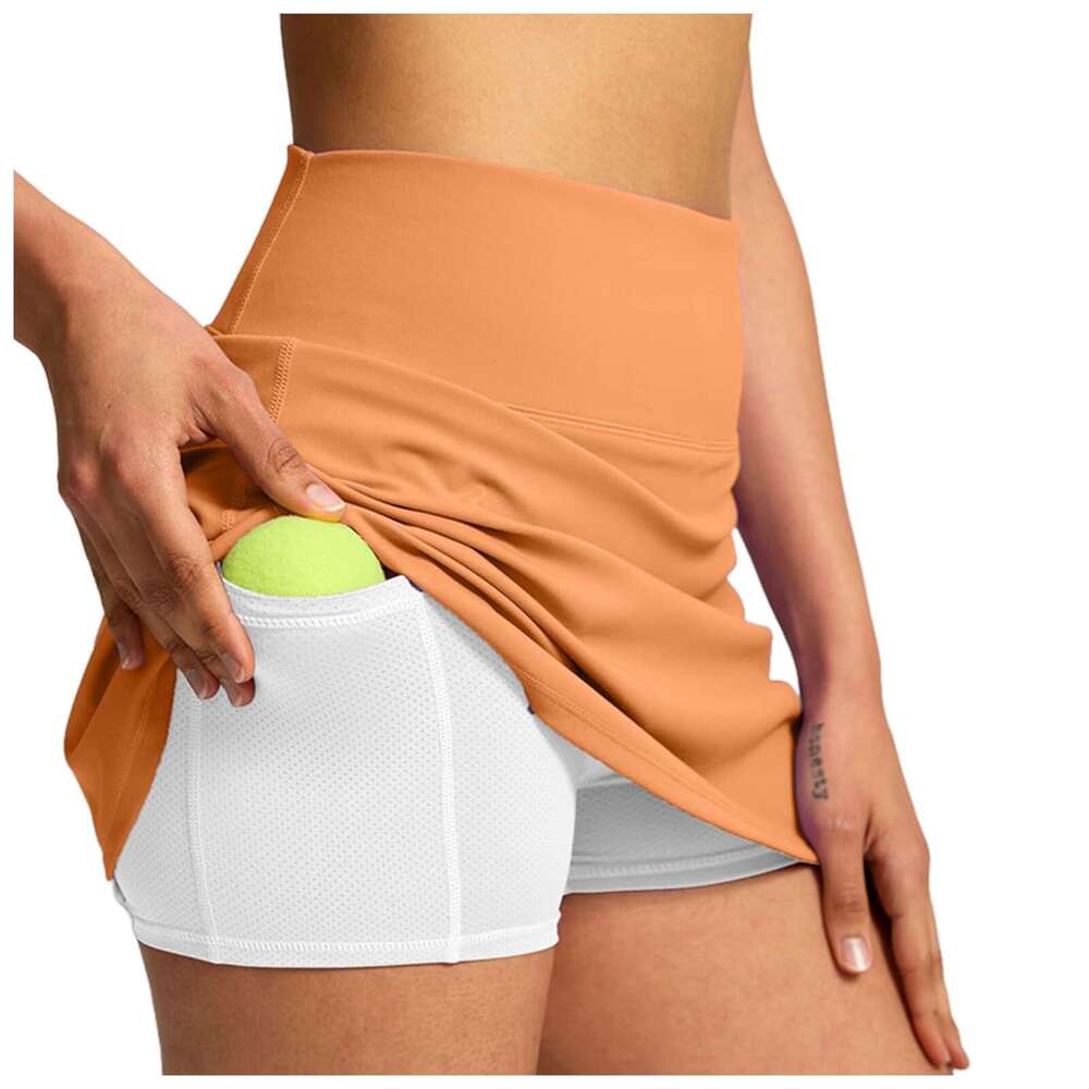 Skirts Women Summer Above Knee Double-Layer Shorts Dress Quick Drying Yoga Sports Leggings Fiess Skort