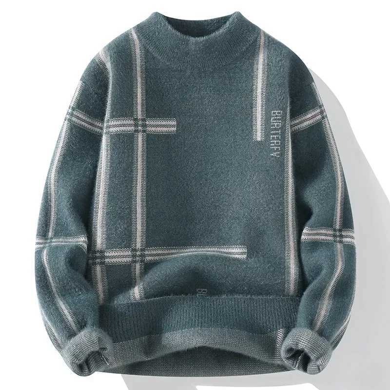 2023 Winter New Fashion Mens Casual Half High Collar Versatile SweaterXJ240814