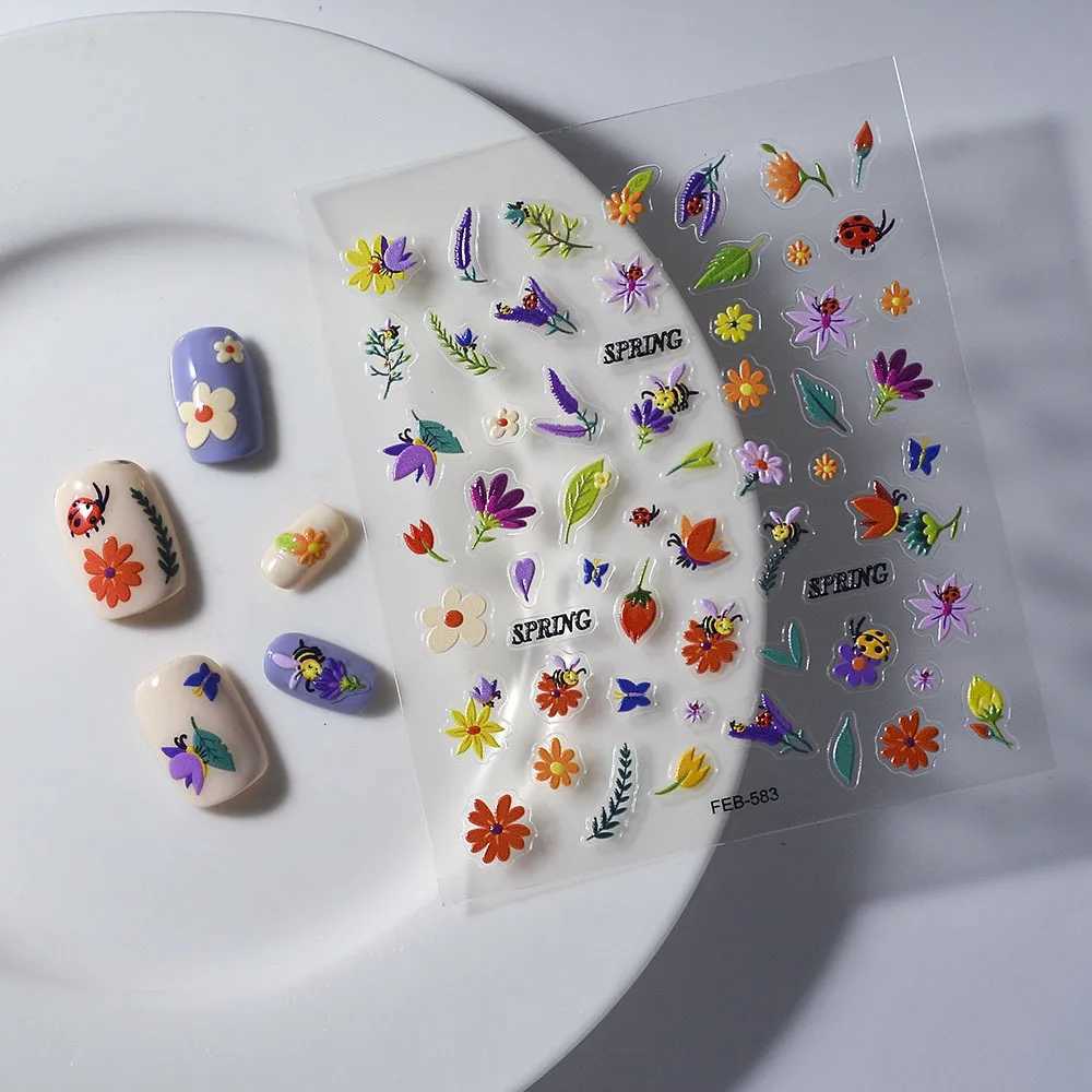 Hollow Flower Embossed Nail Art Stickers 3D Adorable Cute Little Bear Smiling Face Nail Art Stickers Phone Sticker DecorationXJ240814