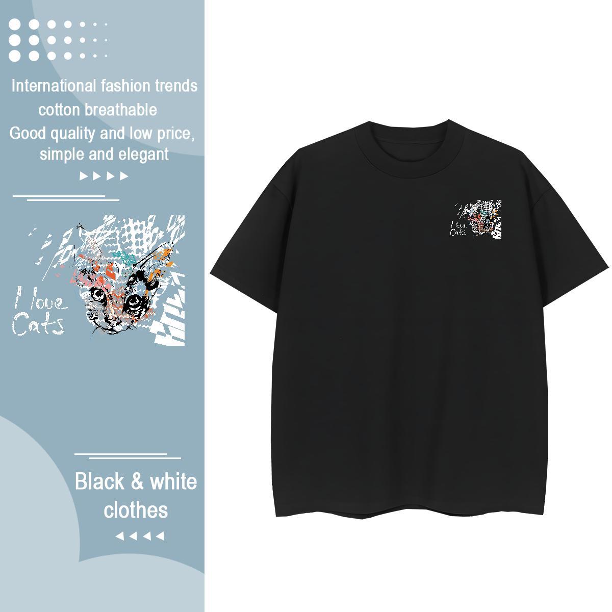 Mens T Shirts 100% Cotton 230g cute Daily Outfit Breathable Custom Print Plus Size Mens Tshirts 2024 Summer Soft Clothings