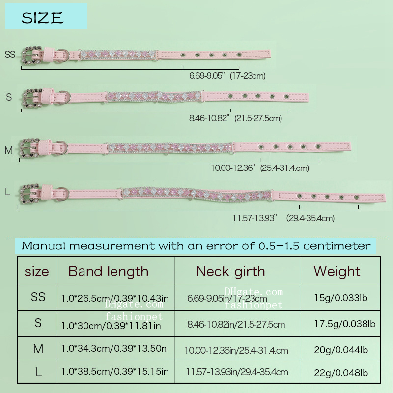 Luxury Dog Pearl Collars with Crystal Rhinestone Pearl Cat Necklace Adjustable PU Leather Neck Strap for Small Dogs Cat Accessories XS Pink B249