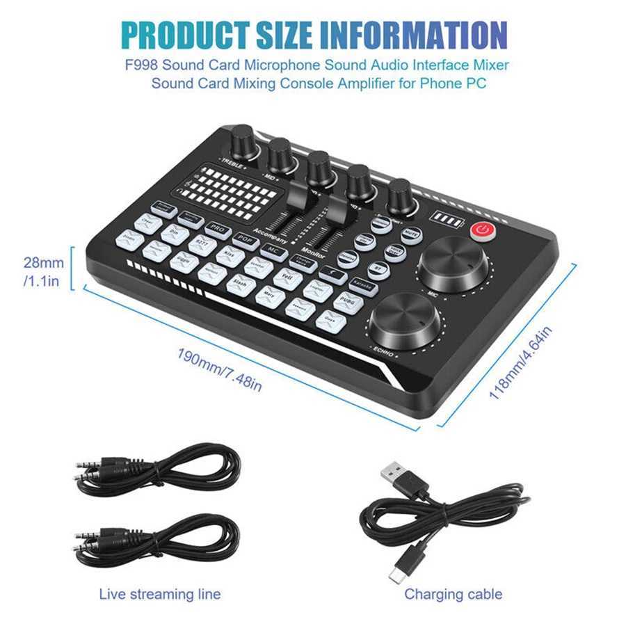 Real time sound card and audio interface with DJ mixing effect and speech converter suitable for streaming/podcasting/gaming B240815