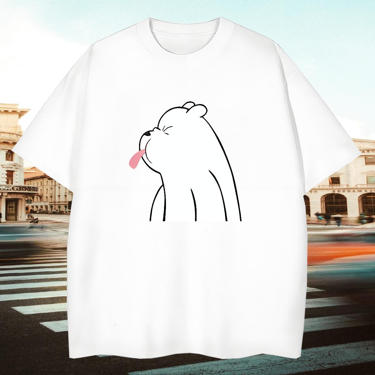 TOP Quality Men T Shirts bear Breathable Home Outdoor Oversized 230g Cotton Tshirt for Man Woman Classic Casual Wear
