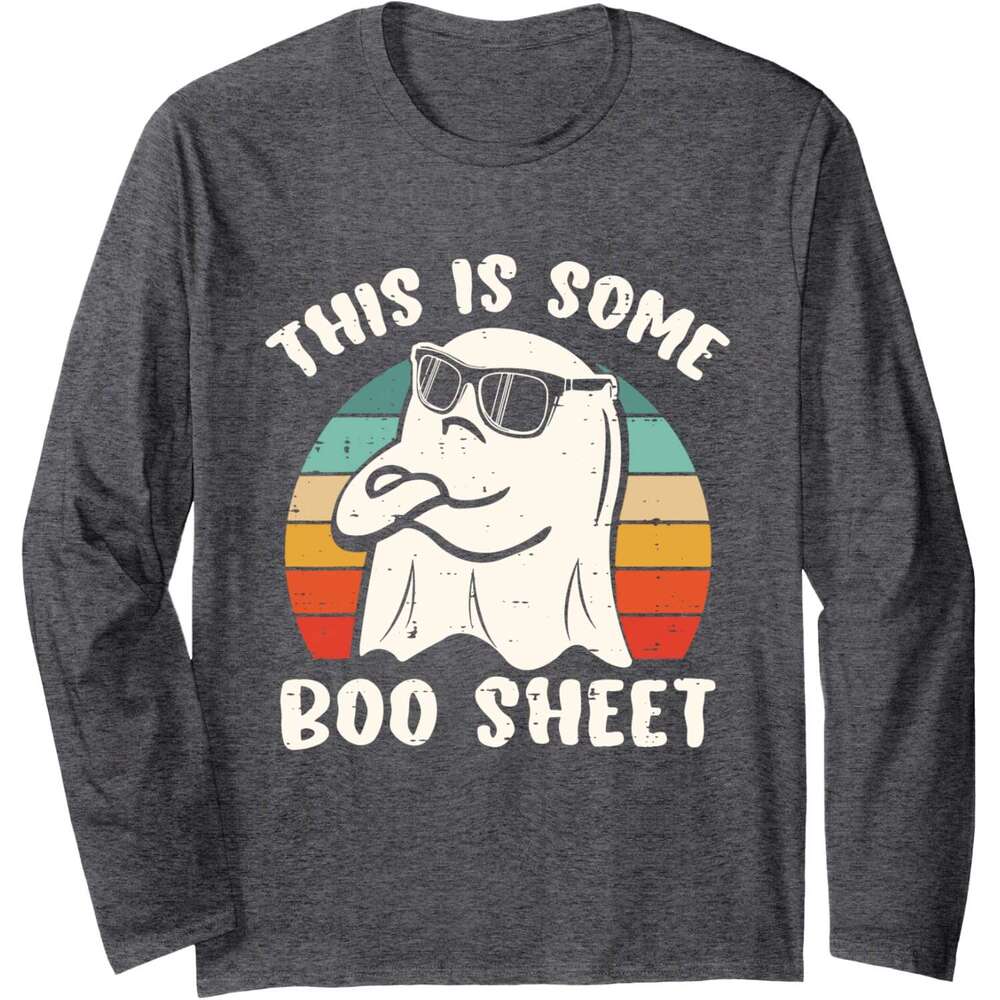 Long Sleeve Shirts for Men sweatshirt This Is Some Boo Sheet Halloween Funny Ghost Vintage Long Sleeve Tee Streetwear Casual tops clothes 2025