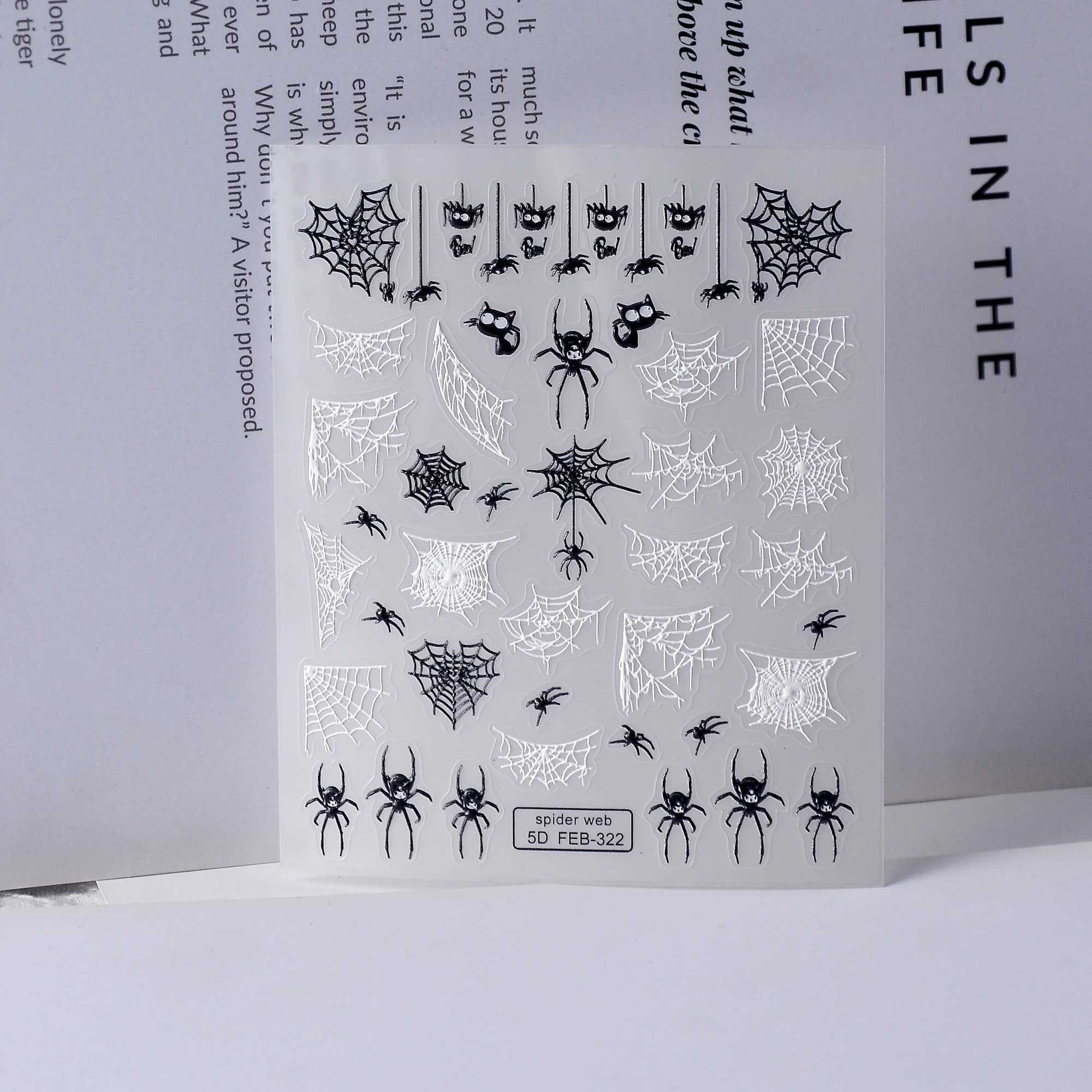 2023 Glowing In The Light Happy Festival Diy Manicure Design Self Adhesive Spider Halloween Nail Art StickerXJ240814