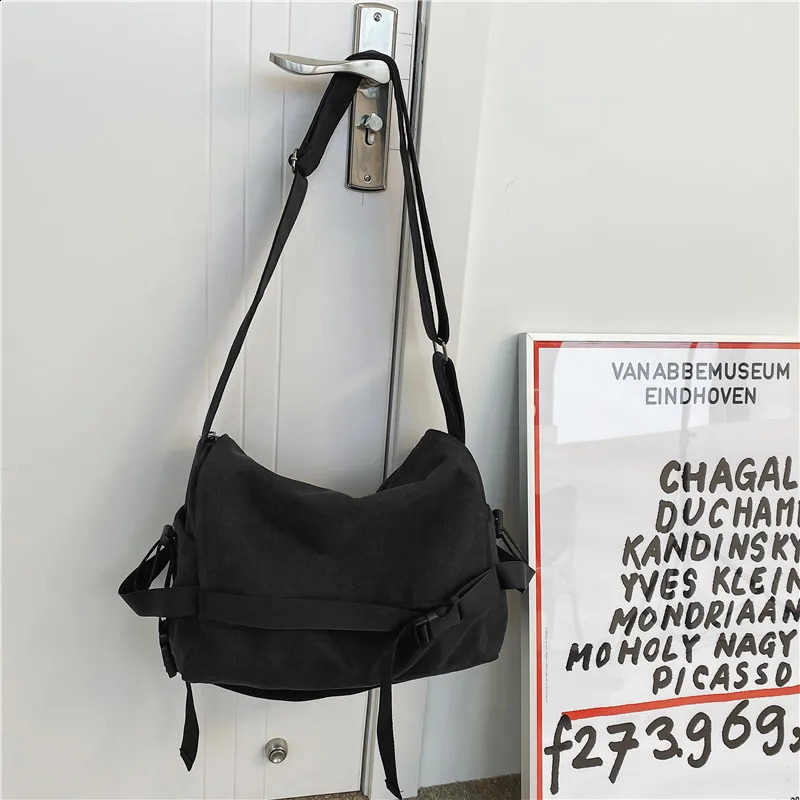 High-capacity Vintage Men Casual Messenger Bags All Match Y2k Aesthetic Women Shoulder Bag Trendy Simple Handbags Crossbody 240816