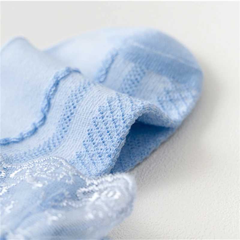 5/10 pairs of baby girl childrens socks lace pleated princess mesh childrens ankle short breathable cotton white pink blue childrens socks W240814