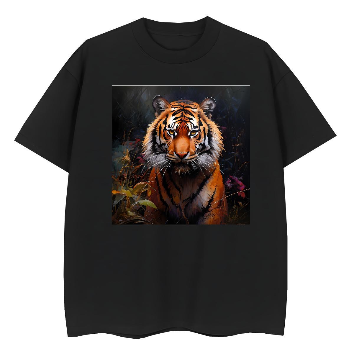 Classic Man T Shirts tiger O-Neck Short Sleeve Home Outdoor Oversized 230g Pure Cotton Tshirt for Man Woman Custom Clothes