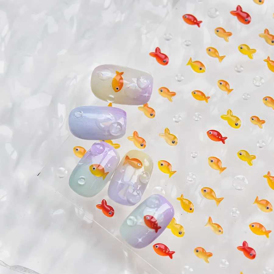 1pcs Jelly 5D Colorful Small Fish Japanese Nail Art Stickers Kawaii Summer Nail Decoration Decals Self Adhesive DIY SliderXJ240814