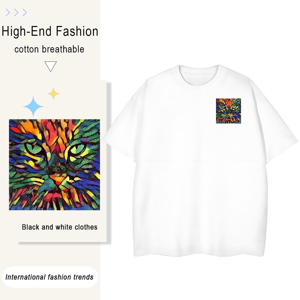 Men T Shirts 100% Cotton 230g cat Casual Crew Neck Custom Big Size Mens Tshirts New Designer Classic Tops
