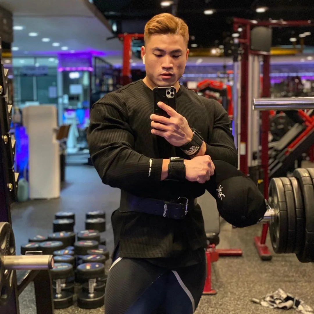 High quality Loose T-shirt Men Gym Fitness Long Sleeve Shirt Male Running Sport Tees Tops Fashion Streetwear Sweatshirt Apparel 240814