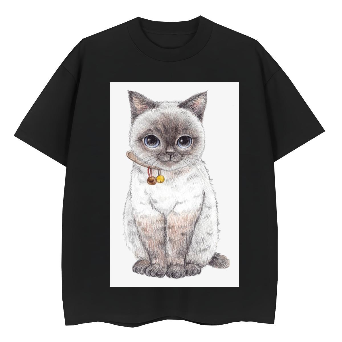 Comfortable T shirt cat Breathable Street wear Hip Hop Plus Size Cartoon 230g Cotton Couples T Shirts New Designer Tops