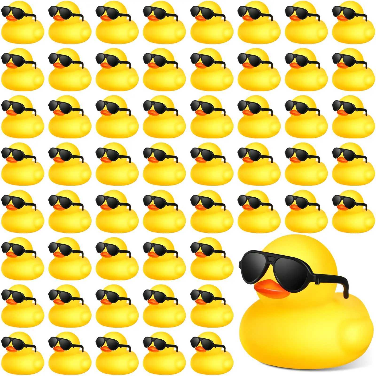 30/48/60 Pcs Rubber Duck in Bulk with 60 Sunglasses Mini Yellow Rubber Duck Gifts Toys Tiny Ducks for Cruise Holiday DecorationXJ240815