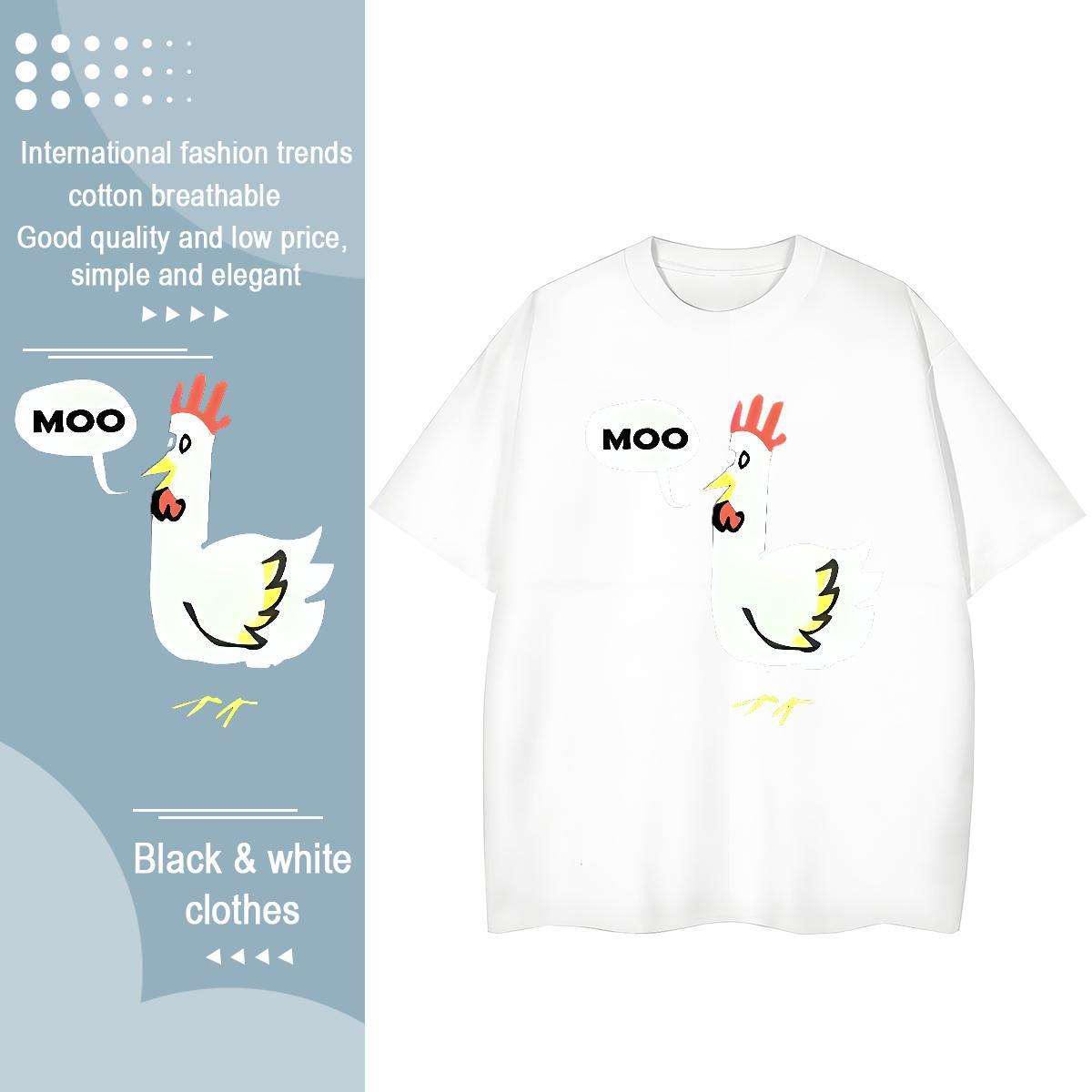 Classic T shirt chicken O-Neck Short Sleeve Spring Summer Oversized 3XL 4XL 230g Cotton Mens Tshirts Designer Wear