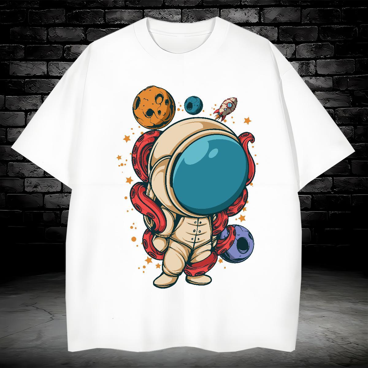 T-Shirts 230g 100% Cotton universe Street Casual Breathable Short Sleeve Graphic Mens Tshirts Casual New Designer Tops