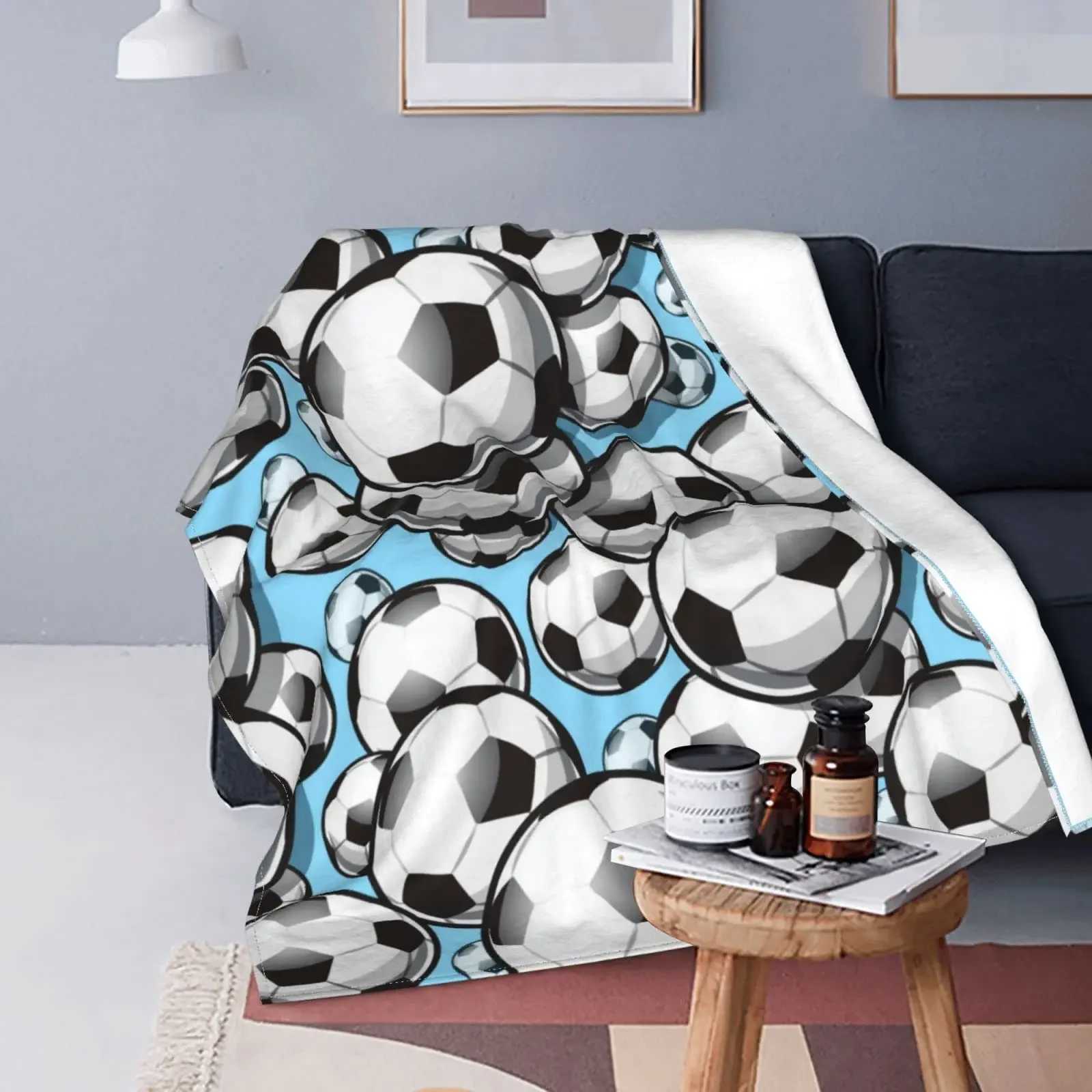 Football Throw Blankets Soccer Colorful Flannel Blanket for Kids Boys Adults Ball Sport Game Bed Sofa Blankets King Queen Size Y240815