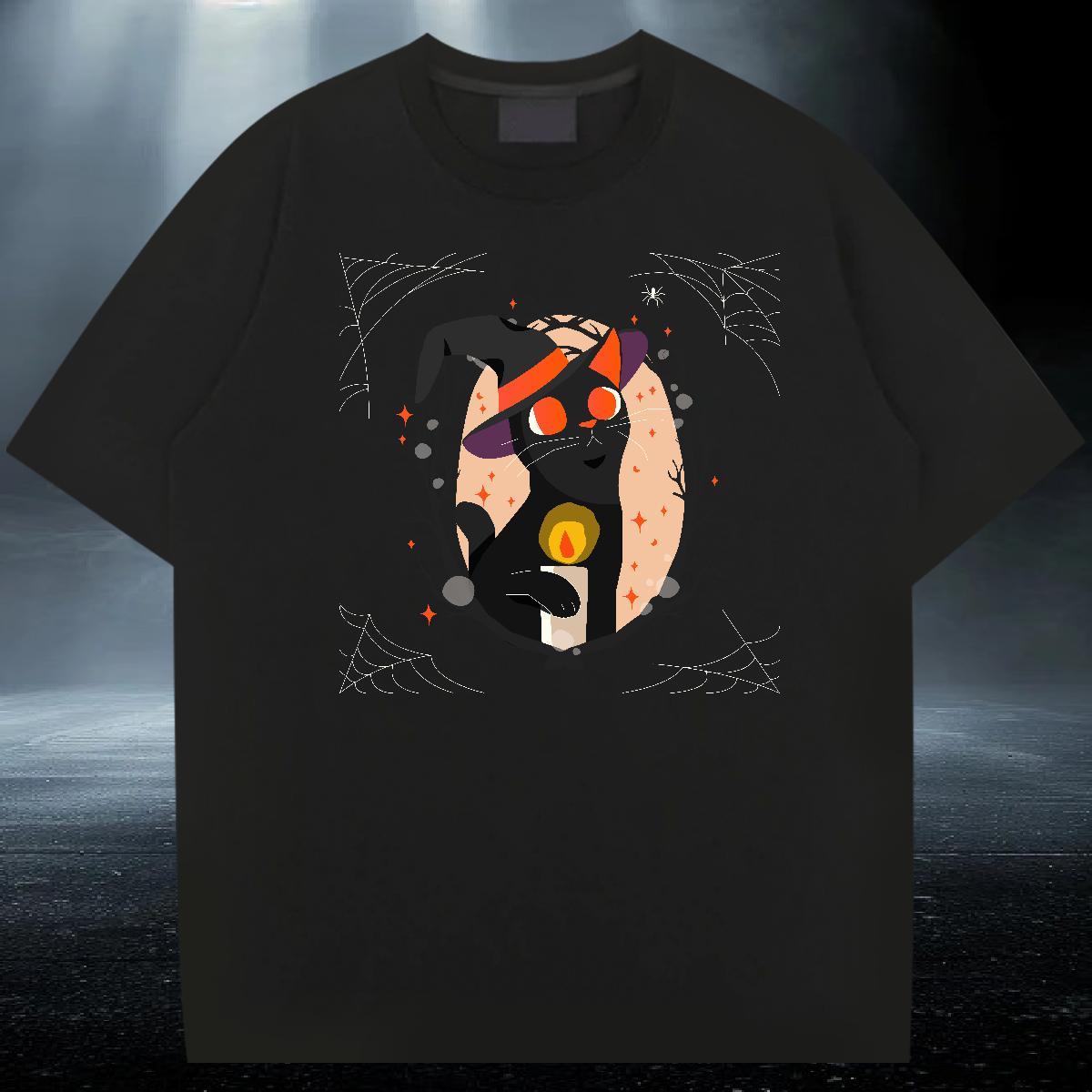 Brand Men Tshirts Casual 230g Pure Cotton Custom Anime O-Neck Short Sleeve cat T Shirt For Man Casual New Tops