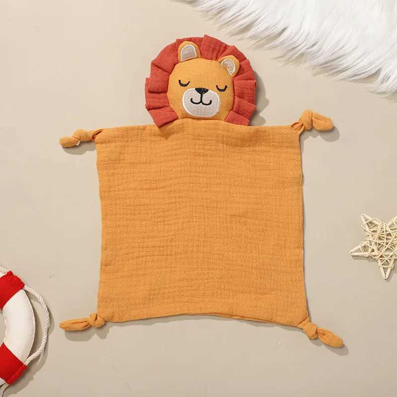 Baby Cotton Muslin Comforter Blanket Soft Newborn Sleeping Doll Cute Lion Panda Kids Sleep Toy Soothe Appease Towel Saliva Towel Y240815