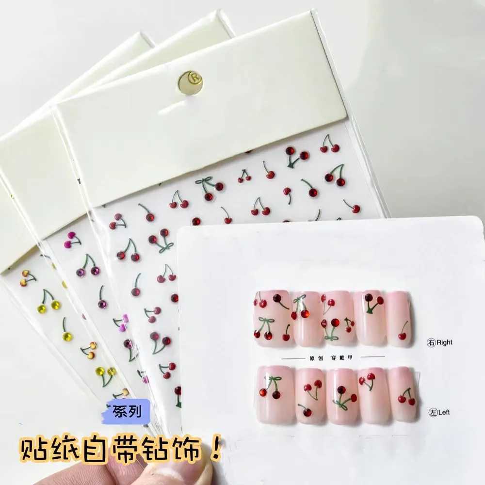 1pcs 5D Luxury Red Pink Yellow Cherry Nail Art Stickers Sweet Kawaii Fruit Nail Decoration Decals Adhesive Transfer Slider DIYXJ240814