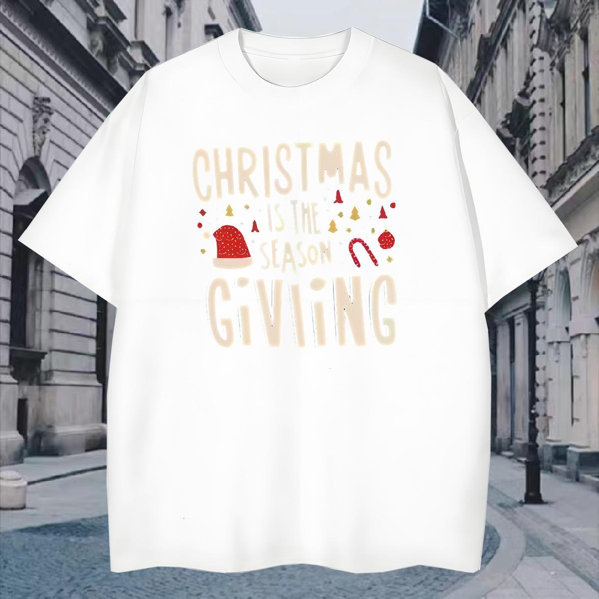 Loose Mens T Shirts Christmas Breathable Crew Neck Casual Beach Custom Anime 230g Pure Cotton Men Tshirts 2024 DIY Polos