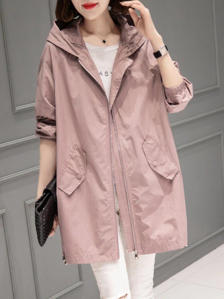 Spring and summer windproof jacket fashionable super large cap temperature casual top womens grooved 240814