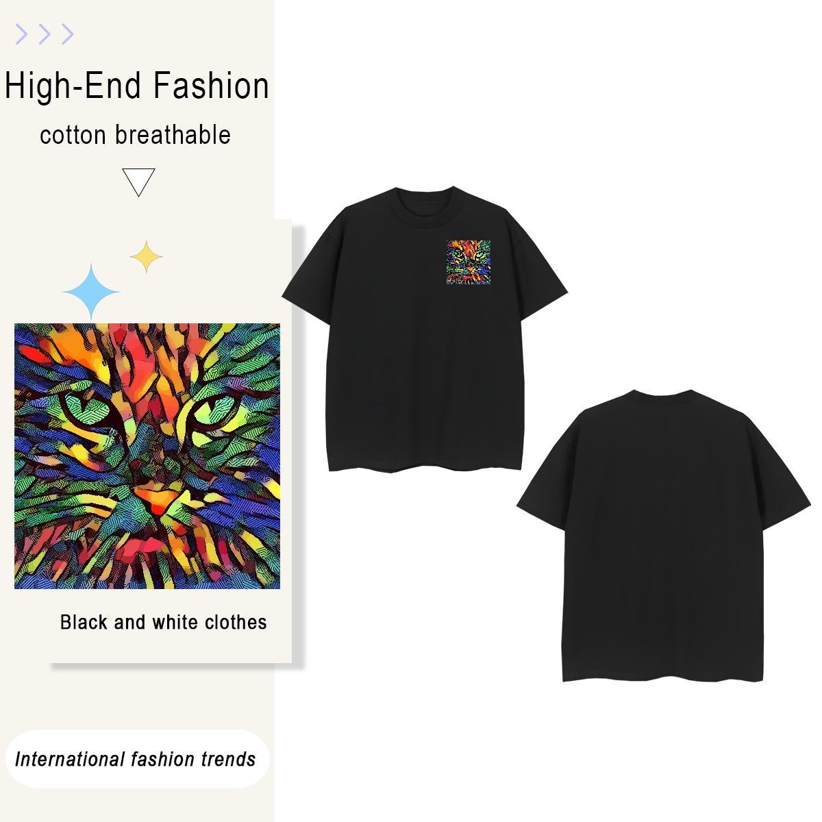 Men T Shirts 100% Cotton 230g cat Casual Crew Neck Custom Big Size Mens Tshirts New Designer Classic Tops