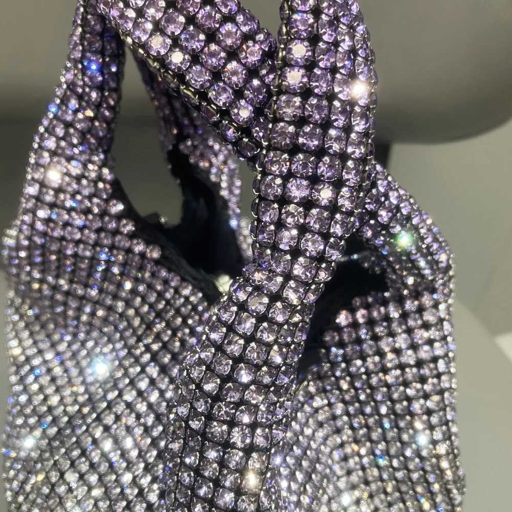 New Arrival Handle Rhinestones Evening Clutch Bag Purses And Handbag Luxury Designer Hobo Shoulder Bag Shiny Crystal Clutch Purse Bucket Bag T250227