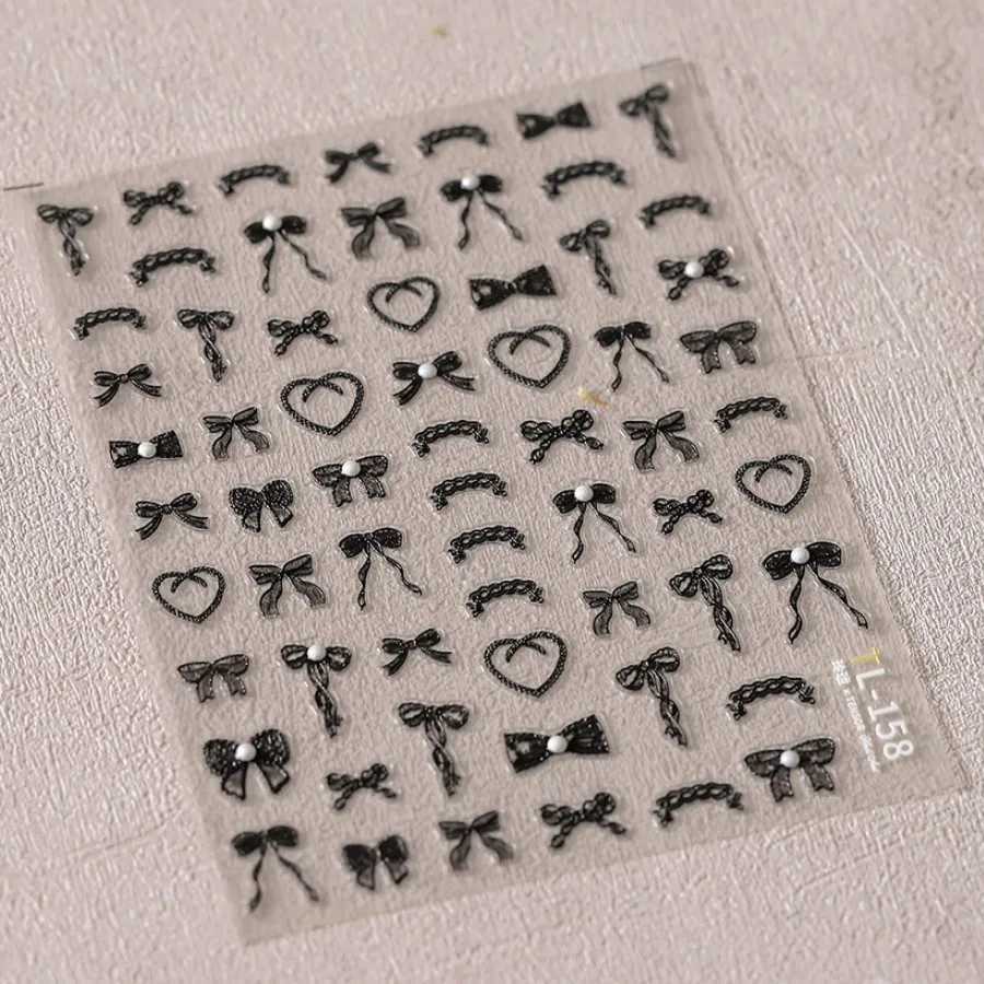 1PCS 5D Macaron Bow Nail Stickers Rhinestones Kawaii Flower Adhesive Decals Press on Nails DIY Nail Art Decorations AccessoriesXJ240814