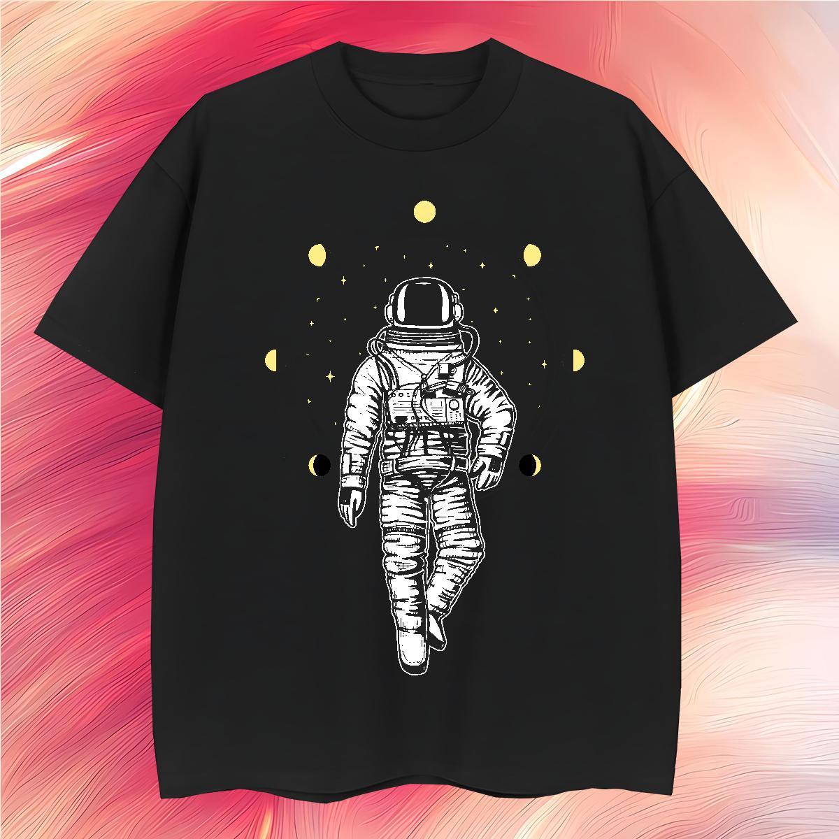 T shirt 230g Cotton universe Daily Wear Pure Cotton Cartoon Printing L-4XL Men Tops Tees 2024 New Comfortable Tee Shirt
