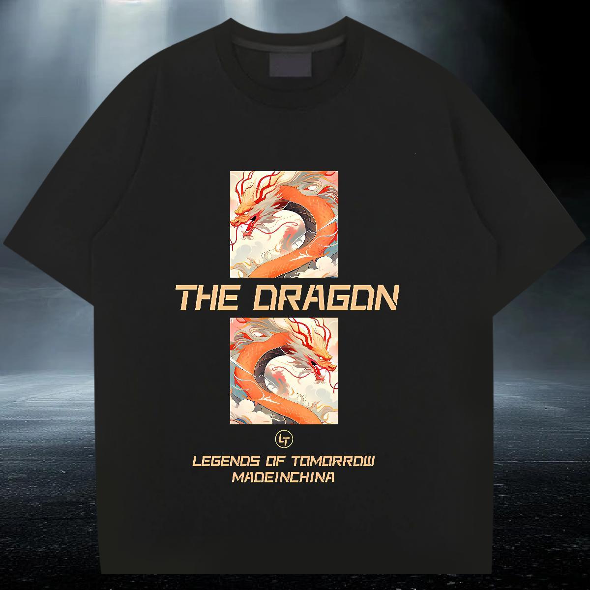Loose Fit Men Clothes T-Shirt Daily Wear 230g Cotton Plus Size Cartoon Breathable Crew Neck Chinese T Shirt For Man 2024 Summer Tops Tees