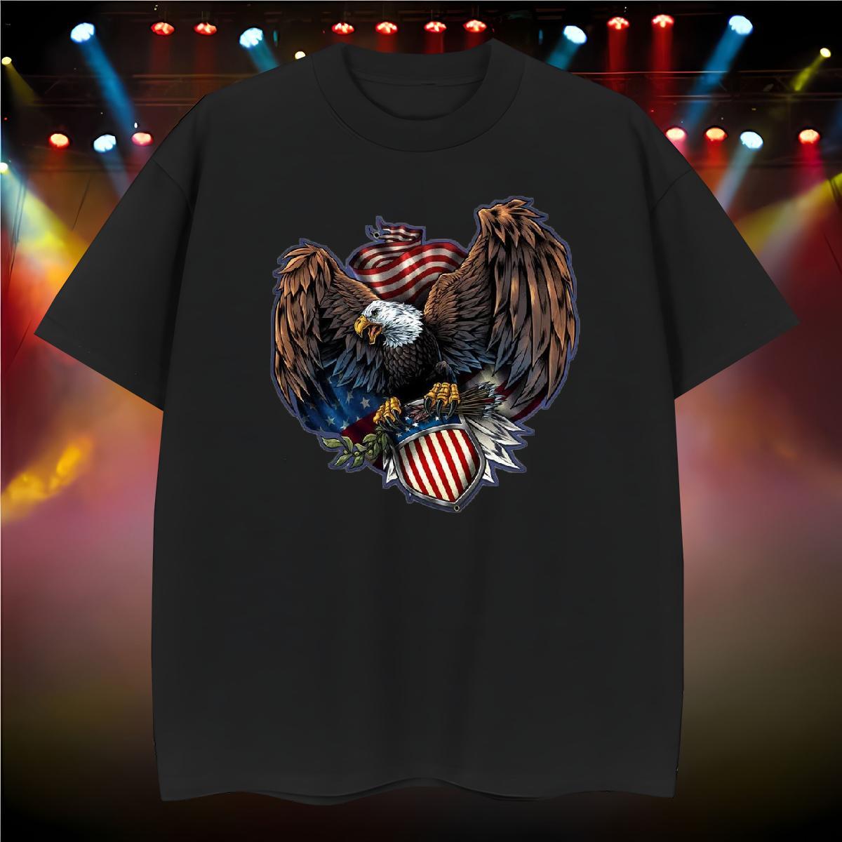 Popular Men T Shirts eagle Breathable Street Custom Printed 100% Cotton 230g Men Tees Classic Tops Tees
