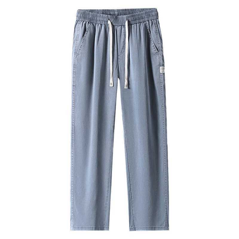 Mens summer new ultra-thin luggage Lyocell soft and breathable straight Trouser elastic waist casual Trouser Plus size M-5XLW240725