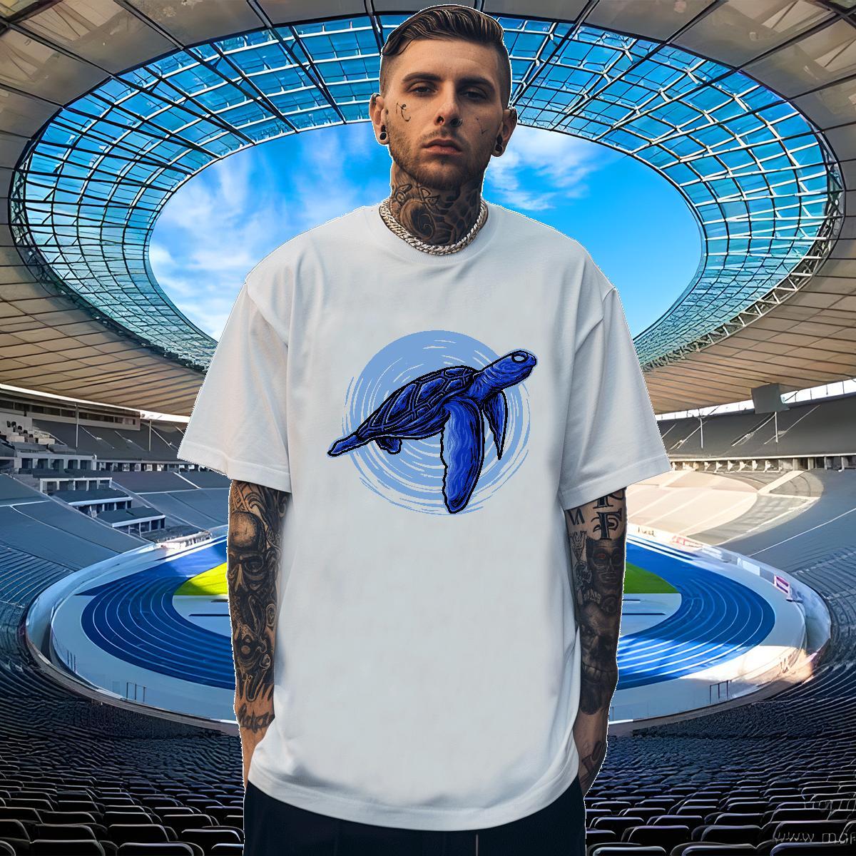 Classic T-Shirts for Men tortoise Breathable Short Sleeve Street Custom Big Size 230g Cotton Mens Tshirts 2024 Top Tees
