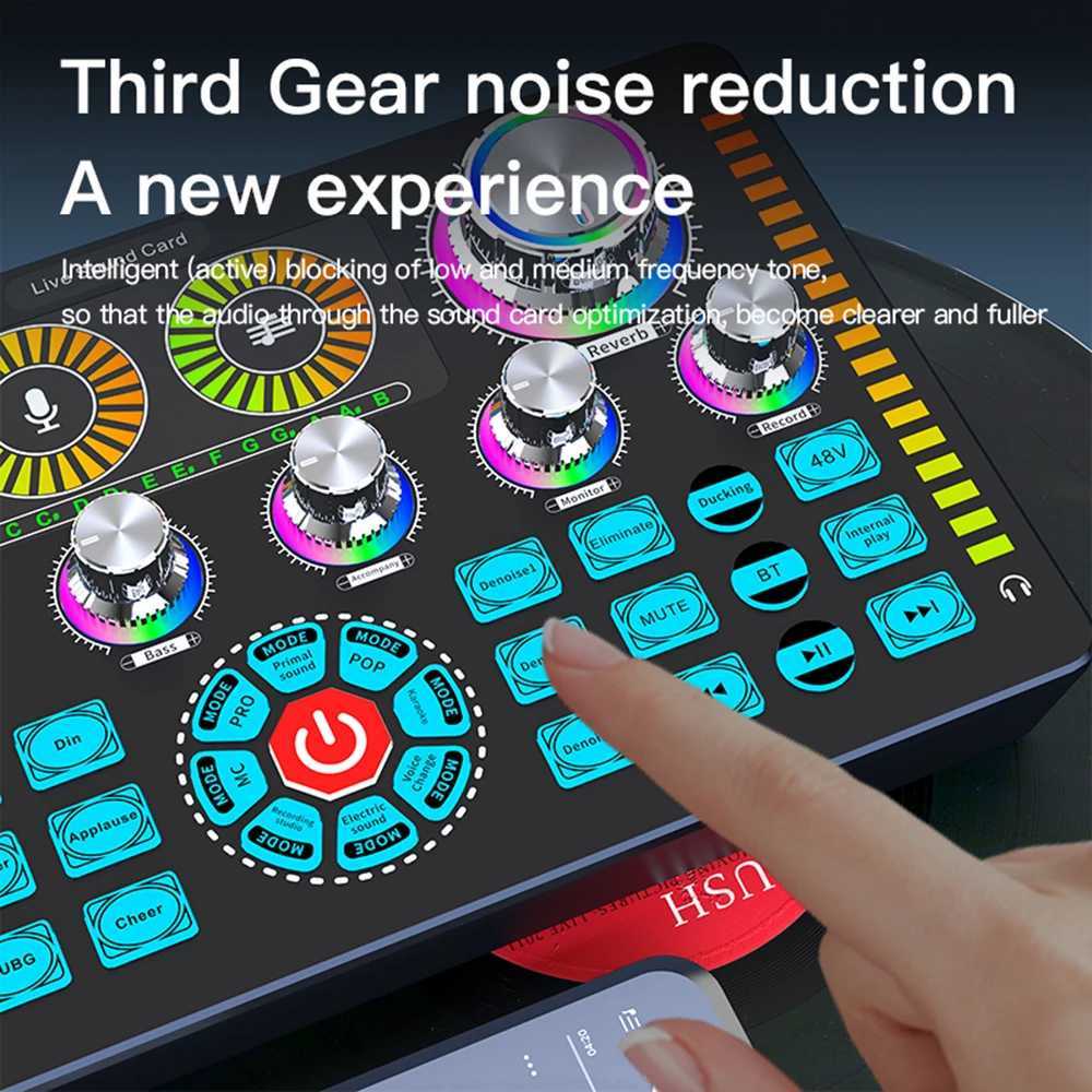 Live Studio Record Sound Card Bluetooth Compatible Microphone Mixer Voice Converter for Live Audio Mixer Podcast Karaoke B240815