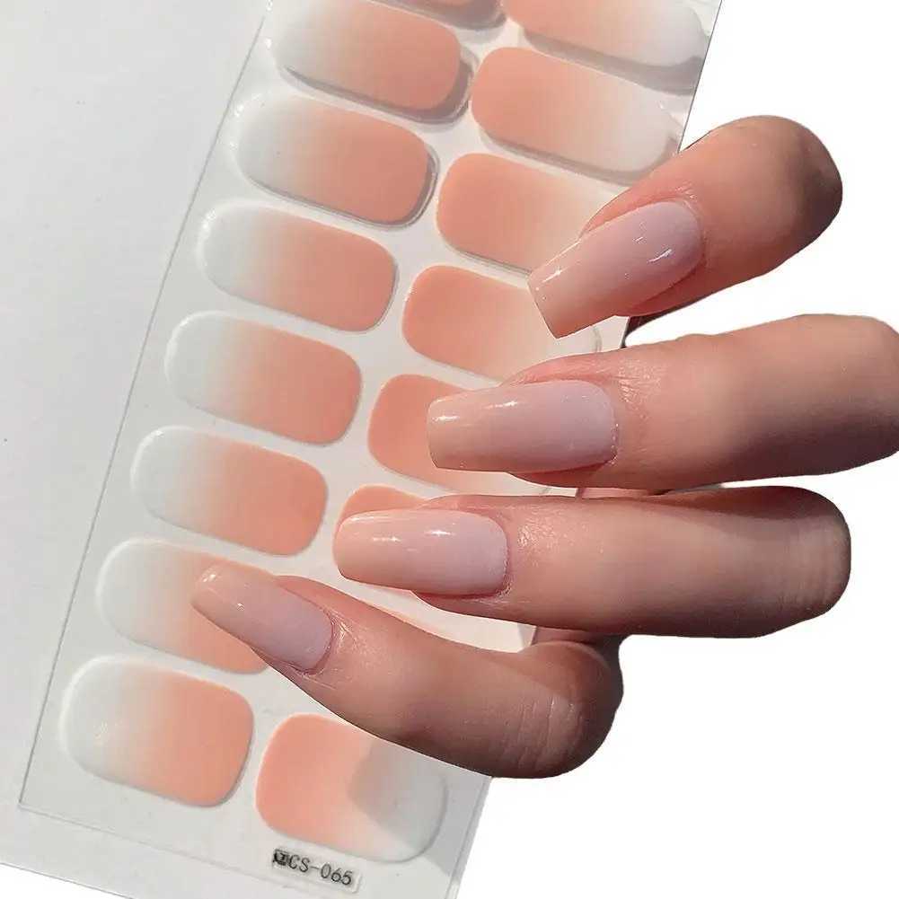 Semi-cured Gel Nail Stickers Solid Color Nail Semi-baked Decals UV Full Lamp Paste Tips Need Nail I4W6XJ240814