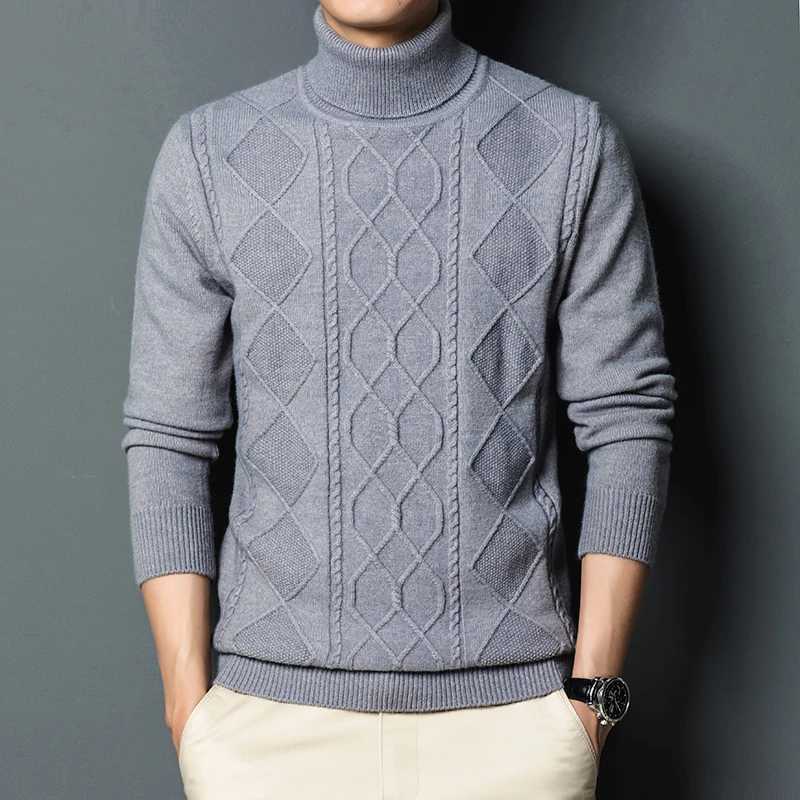Mens Turtleneck Thicken Warm Classic Casual Vintage Bottom Pullover Knitted Sweater Man Jumper Christmas SweatersXJ240814