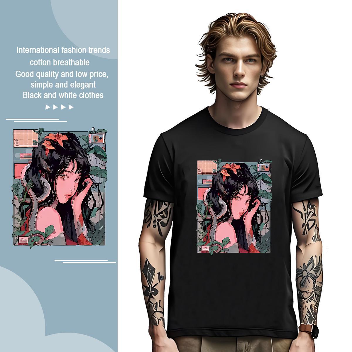 T Shirt For Man 230g Pure Cotton portrait Spring Summer Crew Neck Breathable Custom Big Size Men Tops Tees Stylist Unisex Top Tees