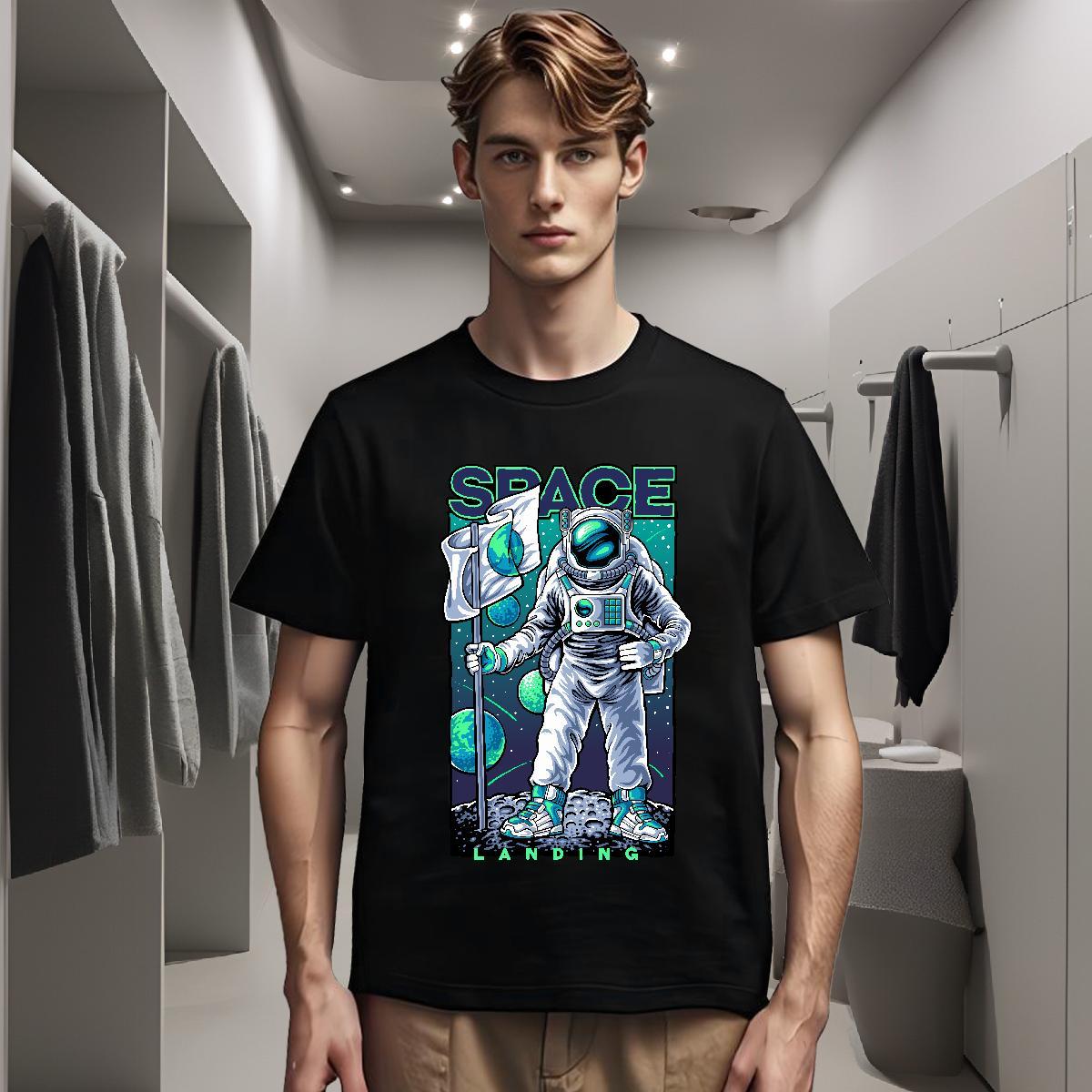 T Shirts Men 100% Cotton 230g universe Sports Casual Breathable Short Sleeve White Plus Size Men Tshirts Fashion Casual TOP Quality Wear